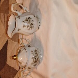 Mitterteich Bavaria Charming Barbara Creamer & Sugar Bowl Set, Made In Germany